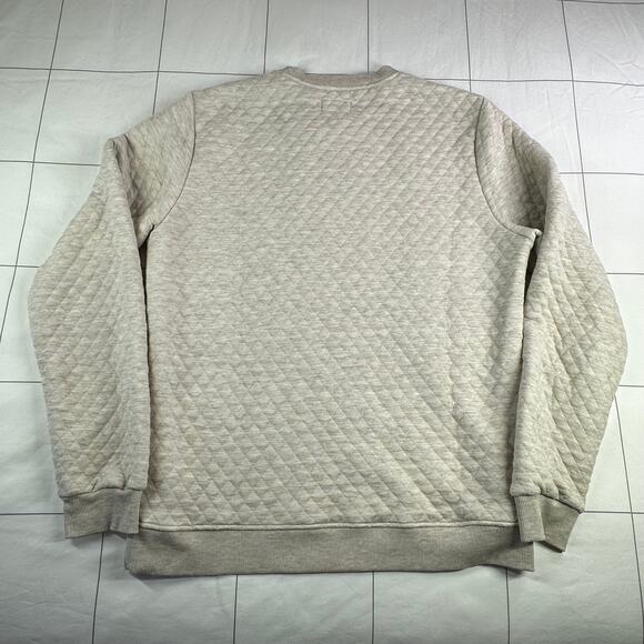 Marine Layer Sweatshirt Mens Medium Cream Oat Heather Corbet Quilted Crew Neck - Picture 3 of 8